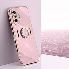 Funda Silicona Carcasa Ultrafina Goma con Magnetico Anillo de dedo Soporte XL1 para Xiaomi Poco F4 GT 5G Rosa