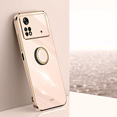 Funda Silicona Carcasa Ultrafina Goma con Magnetico Anillo de dedo Soporte XL1 para Xiaomi Poco M4 Pro 4G Oro