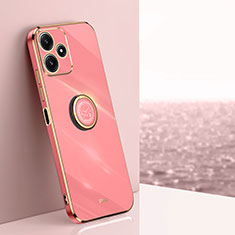 Funda Silicona Carcasa Ultrafina Goma con Magnetico Anillo de dedo Soporte XL1 para Xiaomi Poco M6 Pro 5G Rosa Roja