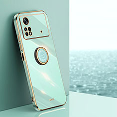 Funda Silicona Carcasa Ultrafina Goma con Magnetico Anillo de dedo Soporte XL1 para Xiaomi Poco X4 Pro 5G Verde