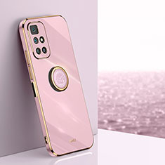 Funda Silicona Carcasa Ultrafina Goma con Magnetico Anillo de dedo Soporte XL1 para Xiaomi Redmi 10 (2022) Rosa