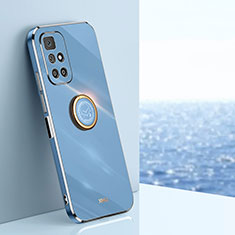 Funda Silicona Carcasa Ultrafina Goma con Magnetico Anillo de dedo Soporte XL1 para Xiaomi Redmi 10 4G Azul