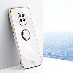 Funda Silicona Carcasa Ultrafina Goma con Magnetico Anillo de dedo Soporte XL1 para Xiaomi Redmi 10X 5G Blanco