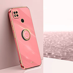 Funda Silicona Carcasa Ultrafina Goma con Magnetico Anillo de dedo Soporte XL1 para Xiaomi Redmi 9 Activ Rosa Roja