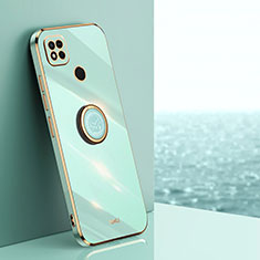 Funda Silicona Carcasa Ultrafina Goma con Magnetico Anillo de dedo Soporte XL1 para Xiaomi Redmi 9 Activ Verde