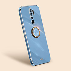 Funda Silicona Carcasa Ultrafina Goma con Magnetico Anillo de dedo Soporte XL1 para Xiaomi Redmi 9 Azul