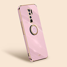 Funda Silicona Carcasa Ultrafina Goma con Magnetico Anillo de dedo Soporte XL1 para Xiaomi Redmi 9 Prime India Rosa