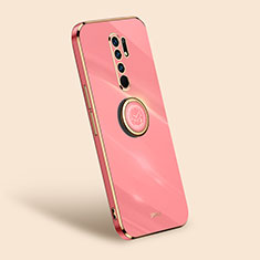 Funda Silicona Carcasa Ultrafina Goma con Magnetico Anillo de dedo Soporte XL1 para Xiaomi Redmi 9 Prime India Rosa Roja