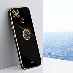 Funda Silicona Carcasa Ultrafina Goma con Magnetico Anillo de dedo Soporte XL1 para Xiaomi Redmi 9C Negro
