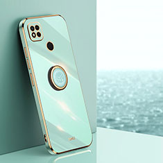 Funda Silicona Carcasa Ultrafina Goma con Magnetico Anillo de dedo Soporte XL1 para Xiaomi Redmi 9C Verde