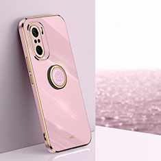 Funda Silicona Carcasa Ultrafina Goma con Magnetico Anillo de dedo Soporte XL1 para Xiaomi Redmi K40 5G Rosa