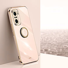 Funda Silicona Carcasa Ultrafina Goma con Magnetico Anillo de dedo Soporte XL1 para Xiaomi Redmi K40 Pro+ Plus 5G Oro