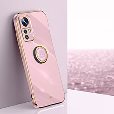 Funda Silicona Carcasa Ultrafina Goma con Magnetico Anillo de dedo Soporte XL1 para Xiaomi Redmi K50 Ultra 5G Rosa