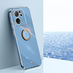 Funda Silicona Carcasa Ultrafina Goma con Magnetico Anillo de dedo Soporte XL1 para Xiaomi Redmi K60 Ultra 5G Azul