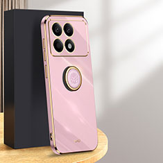 Funda Silicona Carcasa Ultrafina Goma con Magnetico Anillo de dedo Soporte XL1 para Xiaomi Redmi K70 5G Purpura Claro