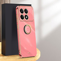 Funda Silicona Carcasa Ultrafina Goma con Magnetico Anillo de dedo Soporte XL1 para Xiaomi Redmi K70 Pro 5G Rosa Roja