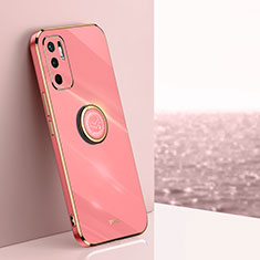 Funda Silicona Carcasa Ultrafina Goma con Magnetico Anillo de dedo Soporte XL1 para Xiaomi Redmi Note 10 5G Rosa Roja