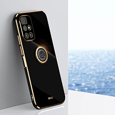 Funda Silicona Carcasa Ultrafina Goma con Magnetico Anillo de dedo Soporte XL1 para Xiaomi Redmi Note 11 4G (2021) Negro