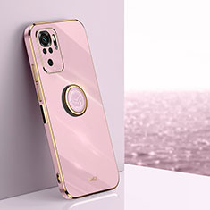 Funda Silicona Carcasa Ultrafina Goma con Magnetico Anillo de dedo Soporte XL1 para Xiaomi Redmi Note 11 SE India 4G Rosa