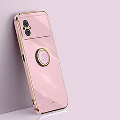 Funda Silicona Carcasa Ultrafina Goma con Magnetico Anillo de dedo Soporte XL1 para Xiaomi Redmi Note 11R 5G Rosa