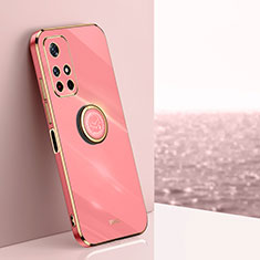 Funda Silicona Carcasa Ultrafina Goma con Magnetico Anillo de dedo Soporte XL1 para Xiaomi Redmi Note 11T 5G Rosa Roja