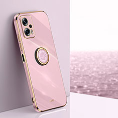 Funda Silicona Carcasa Ultrafina Goma con Magnetico Anillo de dedo Soporte XL1 para Xiaomi Redmi Note 11T Pro+ Plus 5G Rosa