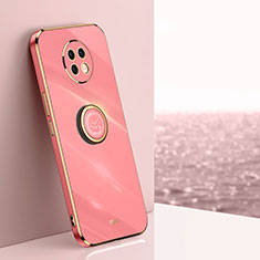 Funda Silicona Carcasa Ultrafina Goma con Magnetico Anillo de dedo Soporte XL1 para Xiaomi Redmi Note 9 5G Rosa Roja