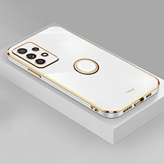 Funda Silicona Carcasa Ultrafina Goma con Magnetico Anillo de dedo Soporte XL2 para Samsung Galaxy A13 4G Blanco