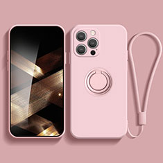 Funda Silicona Carcasa Ultrafina Goma con Magnetico Anillo de dedo Soporte YK1 para Apple iPhone 15 Pro Rosa