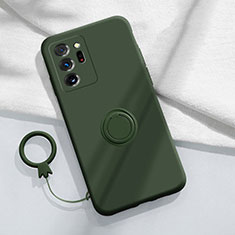 Funda Silicona Carcasa Ultrafina Goma con Magnetico Anillo de dedo Soporte YK1 para Samsung Galaxy Note 20 Ultra 5G Verde Noche