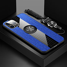 Funda Silicona Carcasa Ultrafina Goma con Magnetico Anillo de dedo Soporte Z01 para Apple iPhone 15 Pro Azul