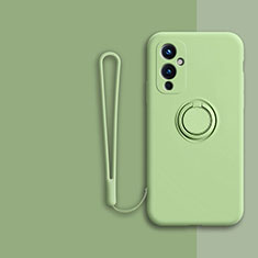 Funda Silicona Carcasa Ultrafina Goma con Magnetico Anillo de dedo Soporte Z01 para OnePlus 9 5G Menta Verde