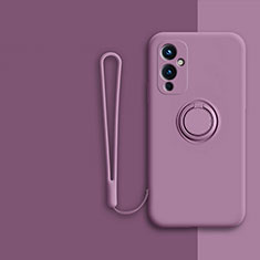 Funda Silicona Carcasa Ultrafina Goma con Magnetico Anillo de dedo Soporte Z01 para OnePlus 9 5G Morado