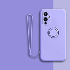 Funda Silicona Carcasa Ultrafina Goma con Magnetico Anillo de dedo Soporte Z01 para OnePlus 9 5G Purpura Claro