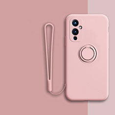 Funda Silicona Carcasa Ultrafina Goma con Magnetico Anillo de dedo Soporte Z01 para OnePlus 9 5G Rosa