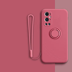 Funda Silicona Carcasa Ultrafina Goma con Magnetico Anillo de dedo Soporte Z01 para OnePlus 9 Pro 5G Rojo