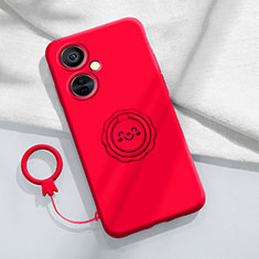 Funda Silicona Carcasa Ultrafina Goma con Magnetico Anillo de dedo Soporte Z01 para OnePlus Nord CE 3 Lite 5G Rojo