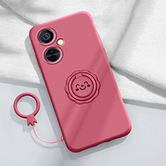 Funda Silicona Carcasa Ultrafina Goma con Magnetico Anillo de dedo Soporte Z01 para OnePlus Nord CE 3 Lite 5G Rosa Roja