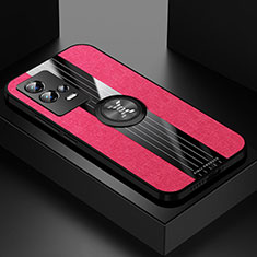 Funda Silicona Carcasa Ultrafina Goma con Magnetico Anillo de dedo Soporte Z01 para Vivo iQOO 8 Pro 5G Rojo