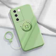 Funda Silicona Carcasa Ultrafina Goma con Magnetico Anillo de dedo Soporte Z01 para Vivo V27 5G Verde