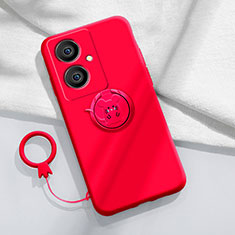 Funda Silicona Carcasa Ultrafina Goma con Magnetico Anillo de dedo Soporte Z01 para Vivo Y78 5G Rojo