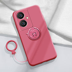 Funda Silicona Carcasa Ultrafina Goma con Magnetico Anillo de dedo Soporte Z01 para Vivo Y78 5G Rosa Roja