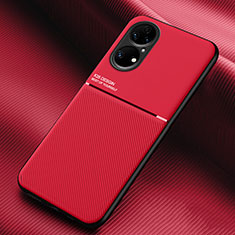 Funda Silicona Carcasa Ultrafina Goma con Magnetico para Huawei P50 Pro Rojo