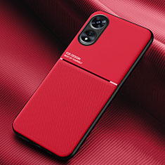 Funda Silicona Carcasa Ultrafina Goma con Magnetico para Oppo A1 5G Rojo