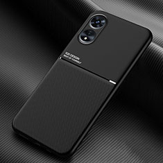 Funda Silicona Carcasa Ultrafina Goma con Magnetico para Oppo A1x 5G Negro