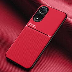 Funda Silicona Carcasa Ultrafina Goma con Magnetico para Oppo A38 Rojo