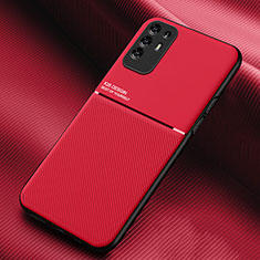 Funda Silicona Carcasa Ultrafina Goma con Magnetico para Oppo A95 5G Rojo