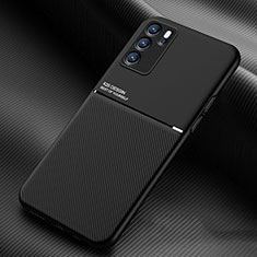 Funda Silicona Carcasa Ultrafina Goma con Magnetico para Oppo Reno6 Pro 5G India Negro