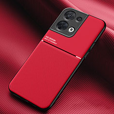 Funda Silicona Carcasa Ultrafina Goma con Magnetico para Oppo Reno8 5G Rojo