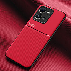 Funda Silicona Carcasa Ultrafina Goma con Magnetico para Vivo V25e Rojo